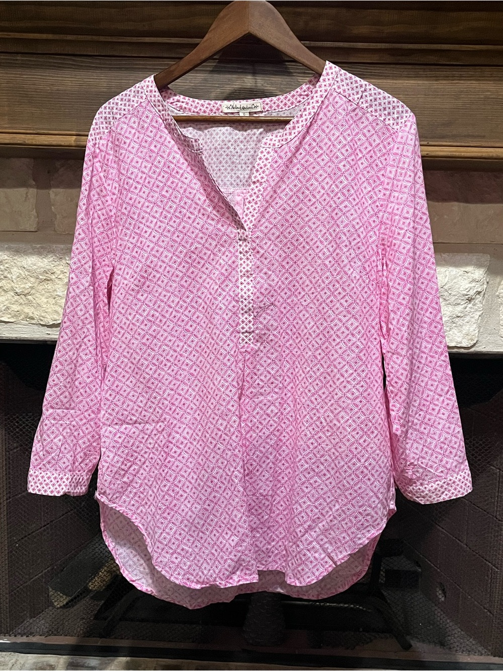 Hester Orchard Pink 100% Cotton Tunic Top Shirt Size L